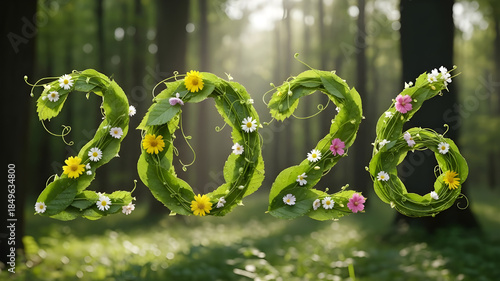 Nature-Friendly 2026 New Year with Organic Leaf Typography