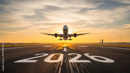 New Beginnings 2026 – Aircraft Departure at Golden Sunrise
