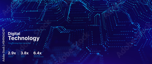 Blue Tech Digital AI Data Flow Vector Background. Future of Big Data Technology Lines. Data Transmission Concept. Information Matrix Flow in Virtual Reality Cyberspace. Vector Illustration.