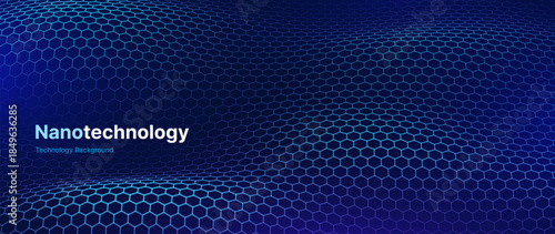 Nanotechnology Hexagons Pattern. Nanotech or Biotech Medical Science Research Presentation Background. Vector Illustration.