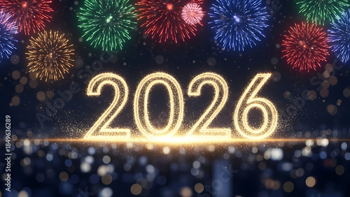 Premium Festive 2026 Celebration with Sparkling Firework