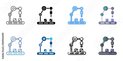 Assembling icons set multiple style vector collection. Editable stroke
