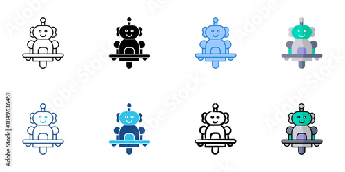 Waiter icons set multiple style vector collection. Editable stroke
