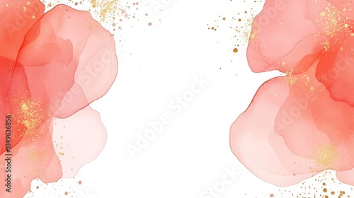 Elegant watercolor floral illustration with shimmering gold glitter embellishments and artistic botanical details.