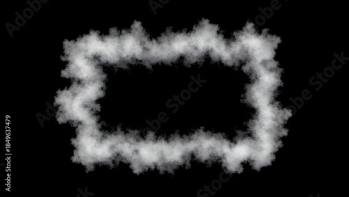 White Smoke Frame on Black Background.