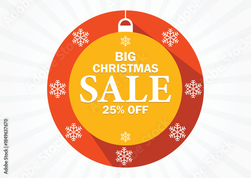 Big Christmas Sale 25% Off Holiday Discount Badge Label