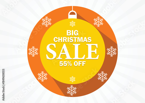 Big Christmas Sale 55% Off Holiday Discount Shopping Tag