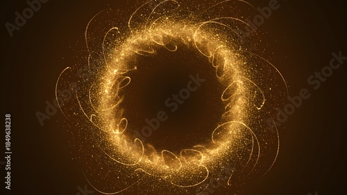 Glowing Golden Ring with Sparkling Lights.