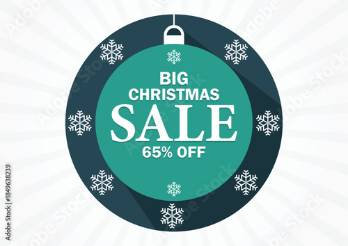 Big Christmas Sale 65% Off Holiday Discount Round Tag