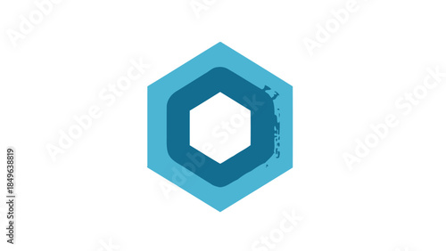 A stylized hexagonal logo with concentric layers of blue, suggesting technology or data.