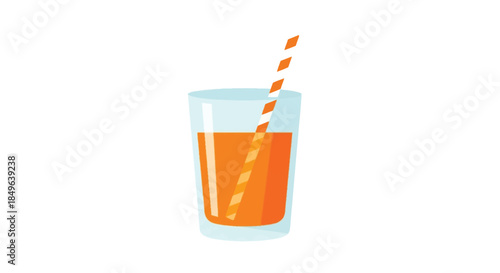 Refreshing glass of orange juice with a striped straw.