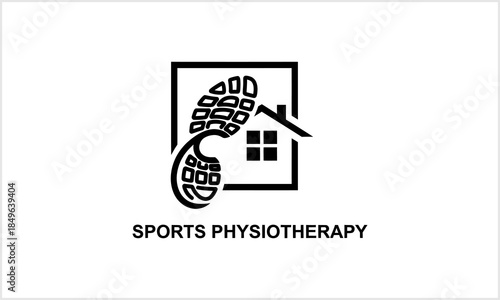 Sports Physiotherapy Logo Footprint House Icon Rehabilitation Health logotypeiconsportslogodesign.