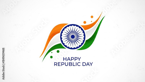 Indian Republic Day celebration graphic with flag elements and text symbolizing national pride and patriotism for India
