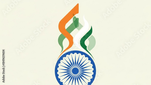 Abstract Indian flag inspired flame symbol with Ashoka Chakra representing patriotism and national pride vector illustration for design