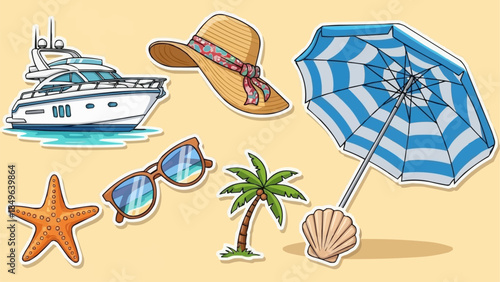 Summer Vacation Beach Holiday Objects Collection.