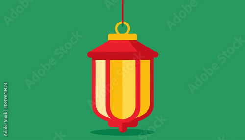 Classic Red Lantern Illustration on a Bright Blue Background