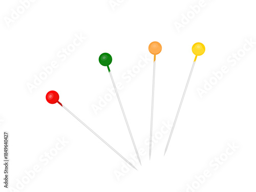 Pins are used for securing fabric or paper.