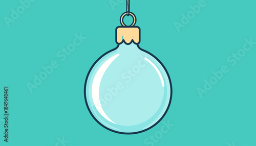 Minimalist vector illustration of a translucent blue Christmas ornament, designed as a decorative element for holiday cards, seasonal backgrounds, and festive graphic design projects