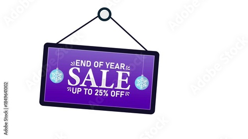 End of Year Sale Up to 25% Off Discount Promotion. 4K animation background footage for Christmas and Happy New Year, Holidays 