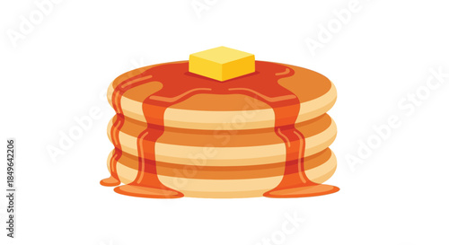 Stack of Pancakes with Syrup and Butter.