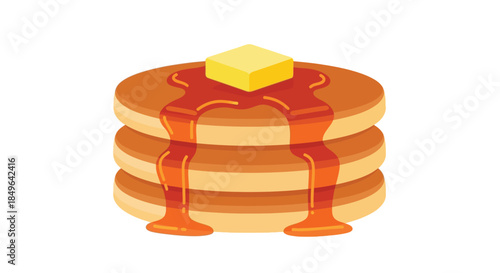 Delicious Stack of Pancakes with Syrup and Butter.