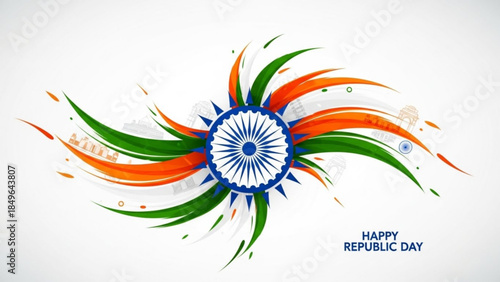 Indian flag inspired abstract design with Ashoka Chakra representing national pride and celebration for Republic Day vector illustration