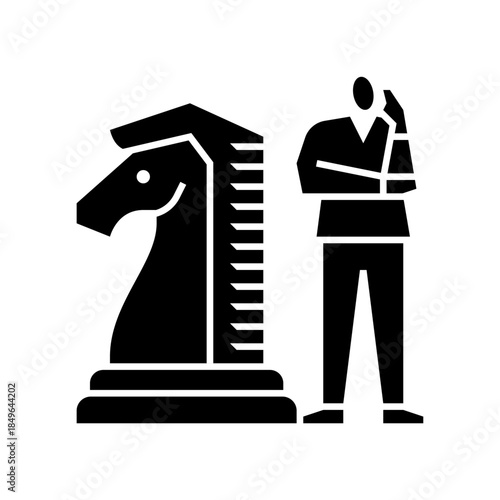 a man thinking glyph icon. strategy illustration.