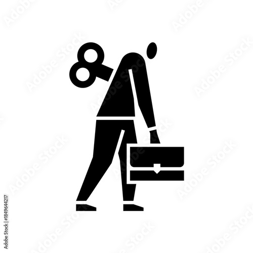Overwork glyph icon. a man tired illustration.
