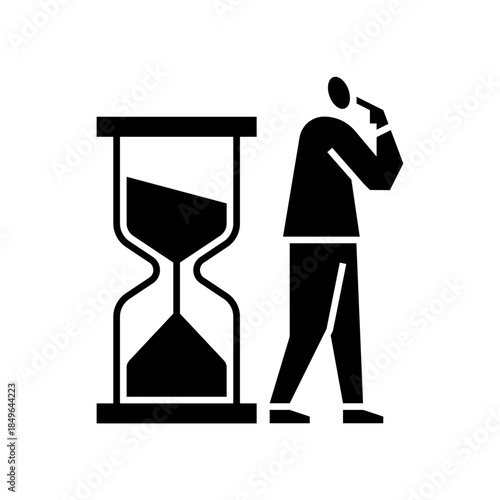 a man waiting glyph icon. waiting and thinking illustration.