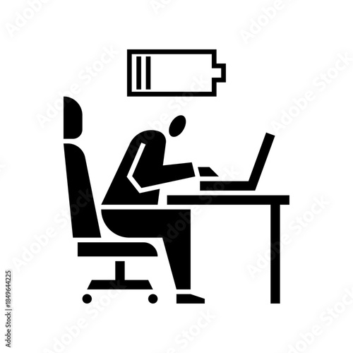 a man tired glyph icon. overwork illustration.