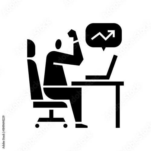 Stock market up glyph icon. Stock market growth illustration.