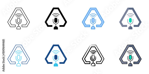 Voice control set multiple style vector collection. Editable stroke 
