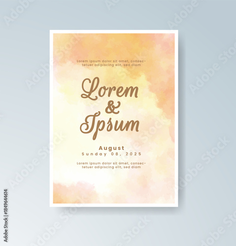 Wedding invitation with abstract splash watercolor