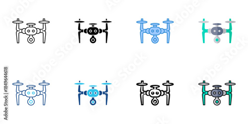 Drone set multiple style vector collection. Editable stroke 
