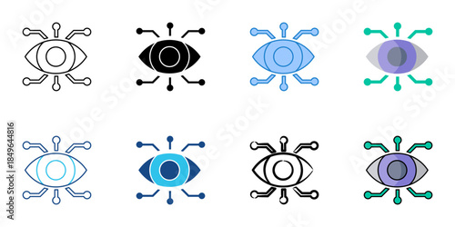Bionic eye set multiple style vector collection. Editable stroke 
