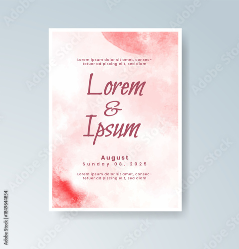 Wedding invitation with abstract splash watercolor