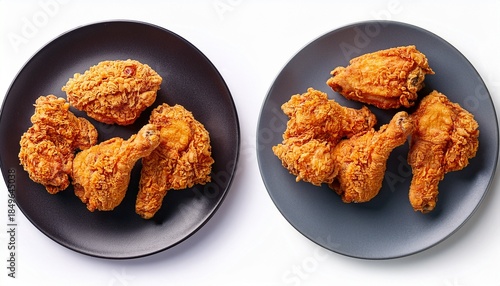 The fried chicken legs on a black plate 