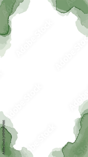 Green Watercolor Border on White Background