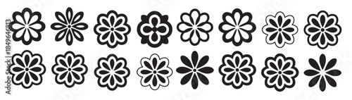 collection of floral motifs silhouette
