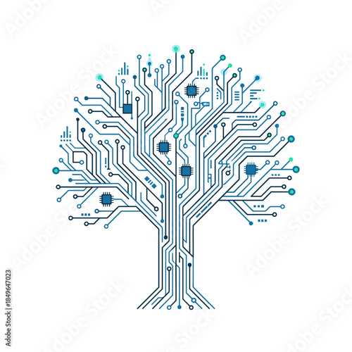 Distributed computing architecture visualized as an interconnected system structure