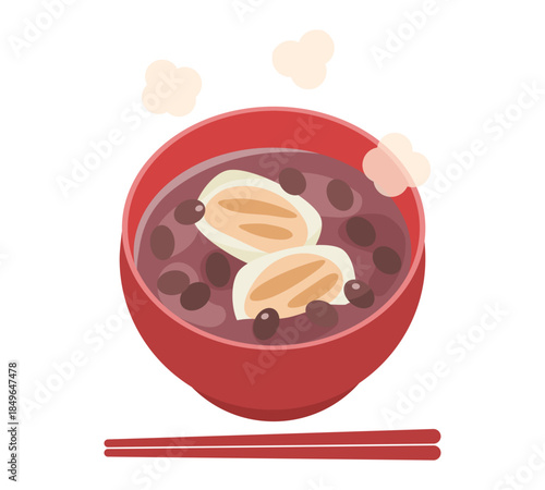 餅入りのぜんざい（お汁粉）のイラスト