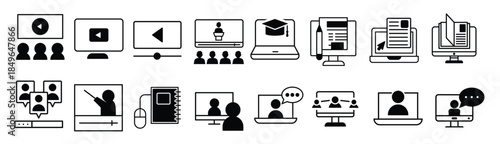 online learning icon vector set webinar illustration sign