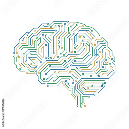 Neural pathway schematic illustrating complex information processing systems