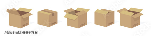 open and closed box carton shipping packaging with fragile