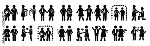 pack of wedding glyph icons