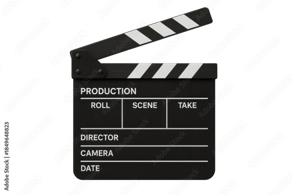 Fototapeta premium Clapperboard opening for movie production, film making, video shooting, cinema pre-production, entertainment industry