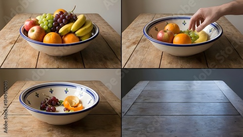 Fresh Fruit in Ceramic Bowl Collage.
