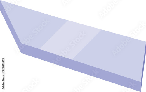 Lavender rectangular prism with beveled edges floating in white space, creating a minimalist and abstract composition