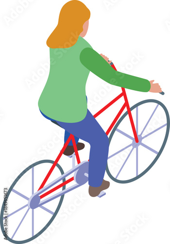 Woman enjoying a leisurely bike ride, promoting healthy lifestyle and sustainable transportation