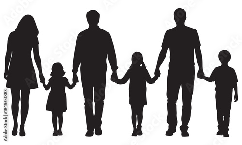Blended family holding hands in unity and love together